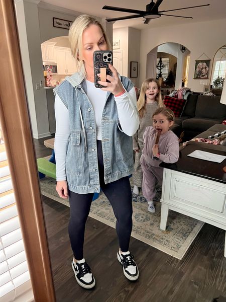 The best photos are photobombed, right? 😂 

This is currently one of my favorite go-to outfits. I wear these bodysuits ALL the time, and this vest is so cute! You can remove the hood if you’d like. Size up in the bodysuits, but the vest is true to size/a little generous for oversized fit. 

#LTKstyletip #LTKfindsunder50 #LTKsalealert