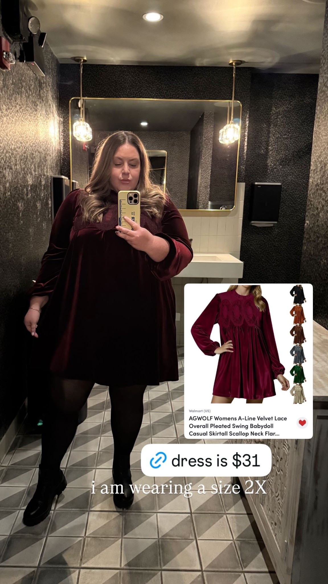 Velvet dress that is super comfy and flowy. I am wearing a size 2X. 

#LTKFindsUnder50 #LTKOver40 #LTKPlusSize