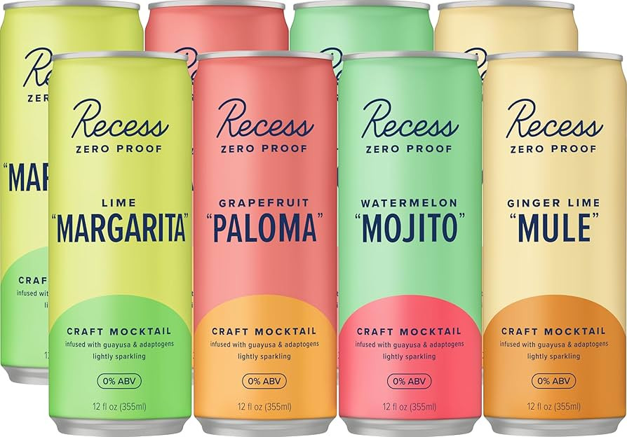 Recess Zero Proof Craft Mocktails, Alcohol Free Drinks, With Adaptogens, Non-Alcoholic Beverage R... | Amazon (US)