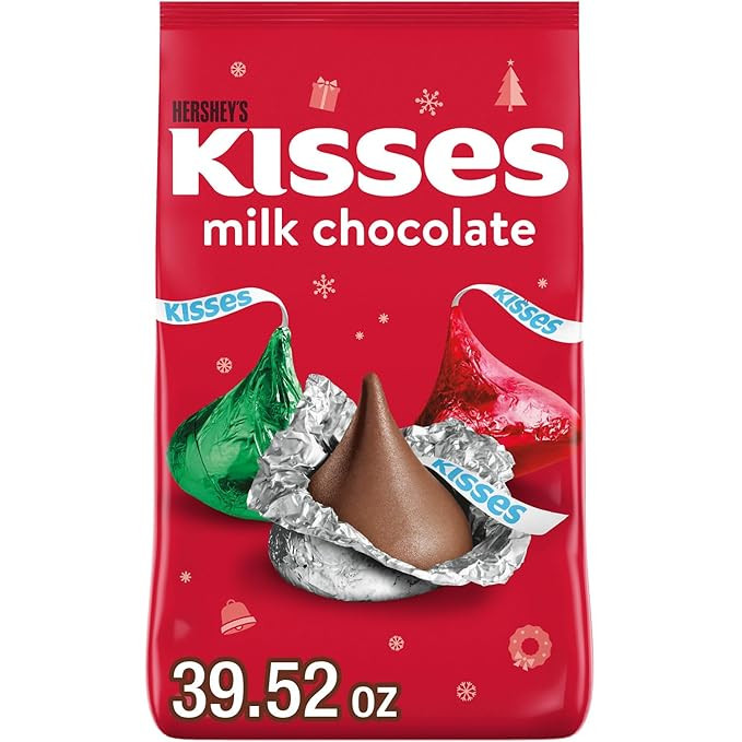 HERSHEY'S KISSES Milk Chocolate, Christmas Candy Bulk Bag, 39.52 oz | Amazon (US)