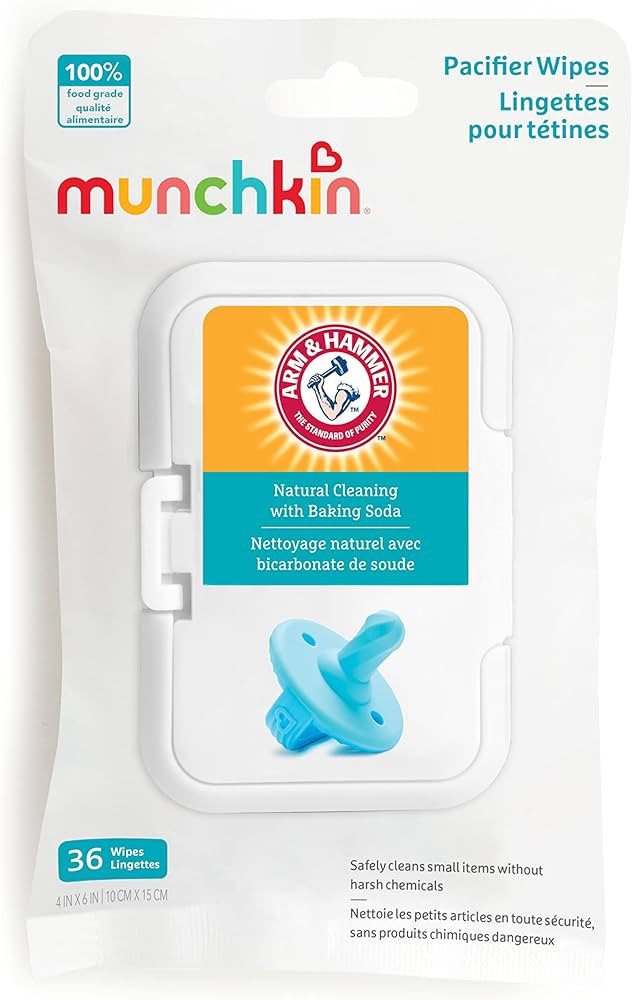 Munchkin® Arm & Hammer Pacifier Wipes - Safely Cleans Baby and Toddler Essentials, 1 Pack, 36 Wi... | Amazon (US)