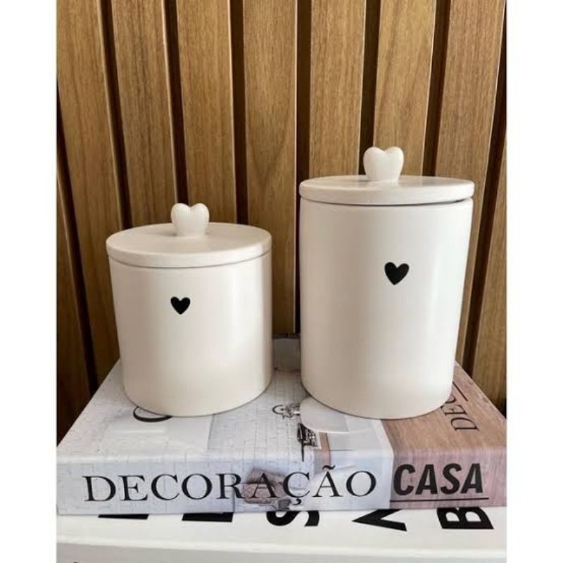 Pote potiche decorativo ceramica Heart Branco - LYOR | Shopee (BR)