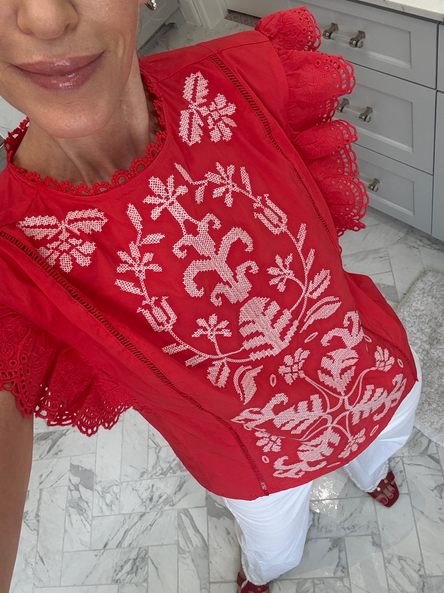 Cute summer blouse! Love the red color and embroidery detail. Affordable and on trend!

#LTKootd #LTKmomlife #LTKSeasonal