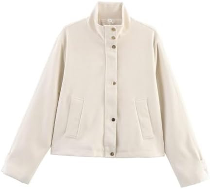 Xunger Women's Casual Faux Suede Jacket High Neck Utility Button Front Coat Streetwear Outerwear ... | Amazon (US)