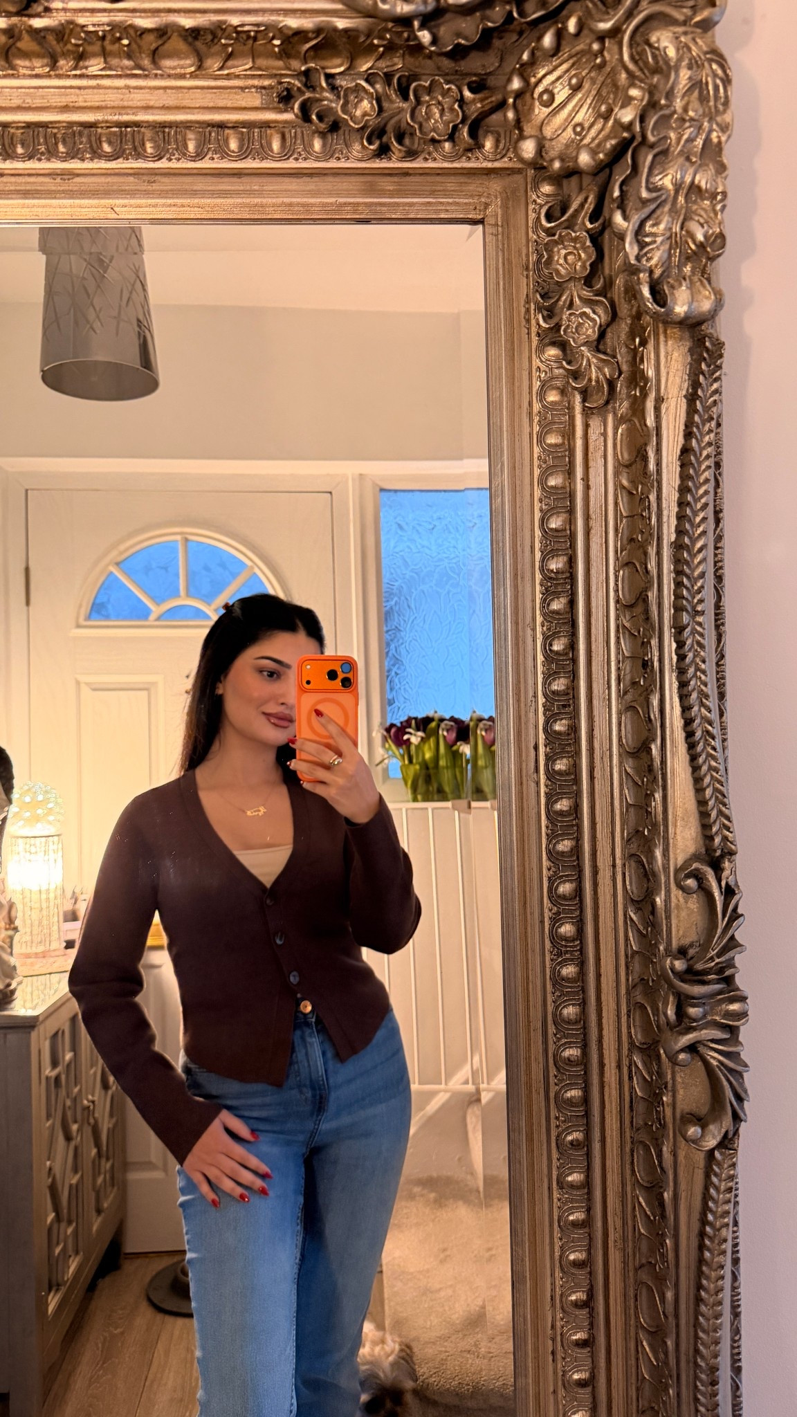 barrel sleeve brown cardigan 🤎 

#LTKuk #LTKautumn #LTKxAF