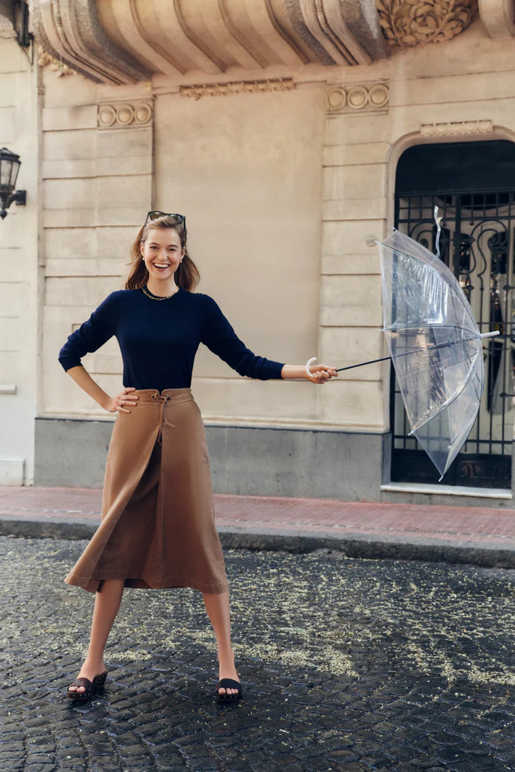 Truffle Brown Chino Belted Paulette Skirt | Tuckernuck (US)