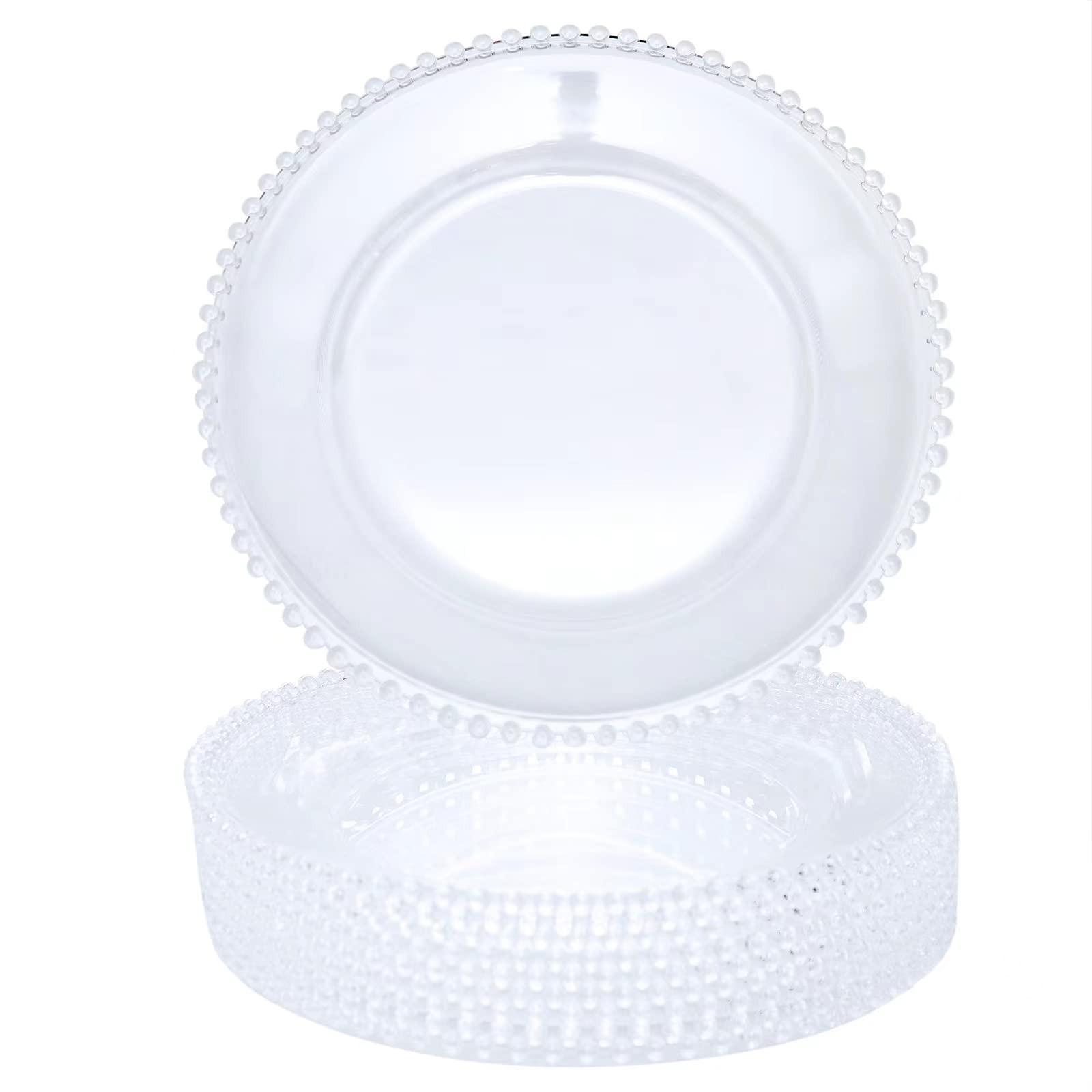 Clear Bead Acrylic Charger Plates 13", Set10PCS Round Table Charger Plates Decoration Wedding,Par... | Amazon (US)