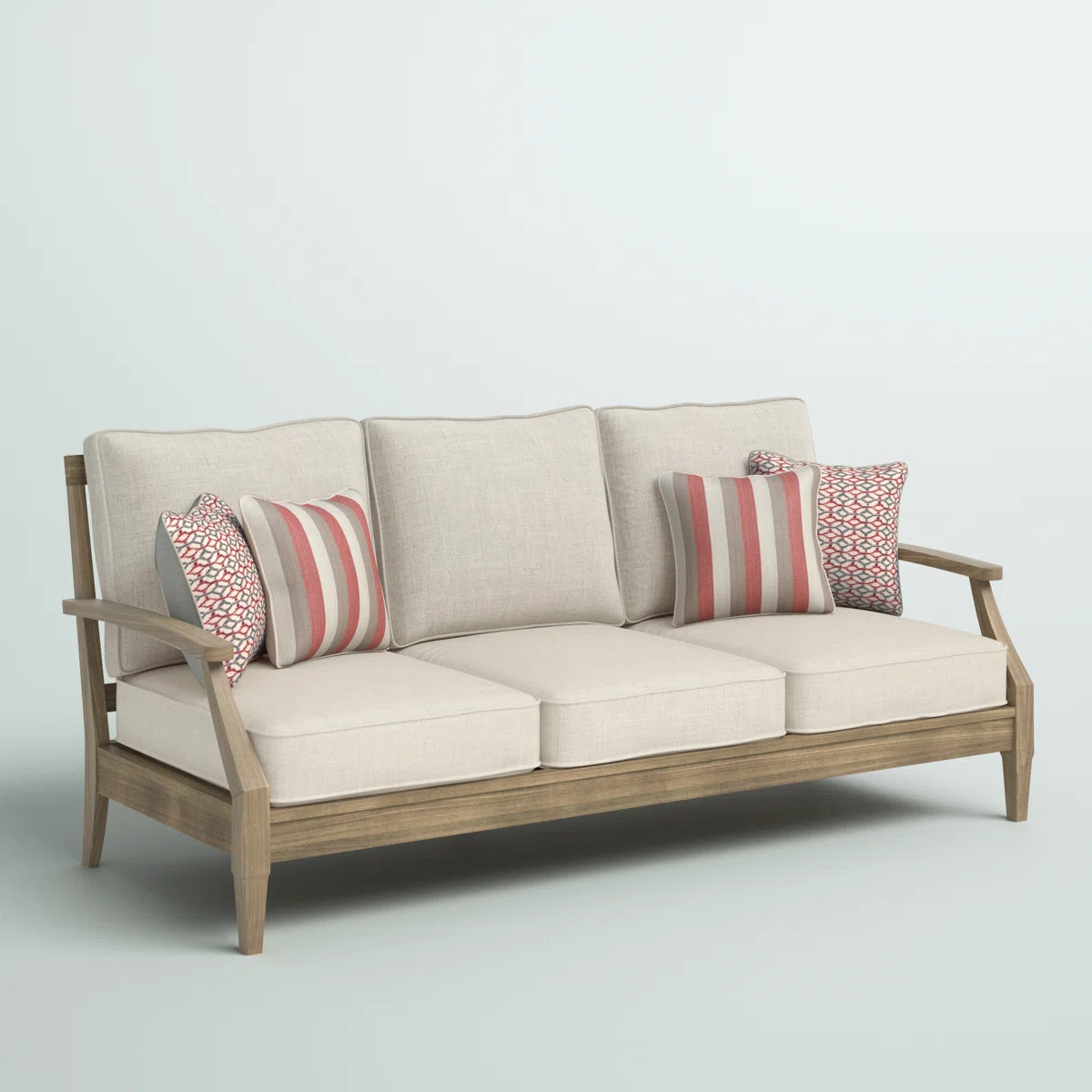 Arikka 81'' Wide Straight Eucalyptus Patio Sofa with Cushions | Wayfair North America