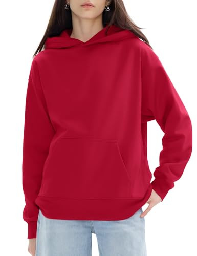 PUMIEY Hoodies for Women Essentials Hoodie Sweatshirt Long Sleeve Tops Fall Fashion Outfits 2024，Ruby，XX-Large | Amazon (US)
