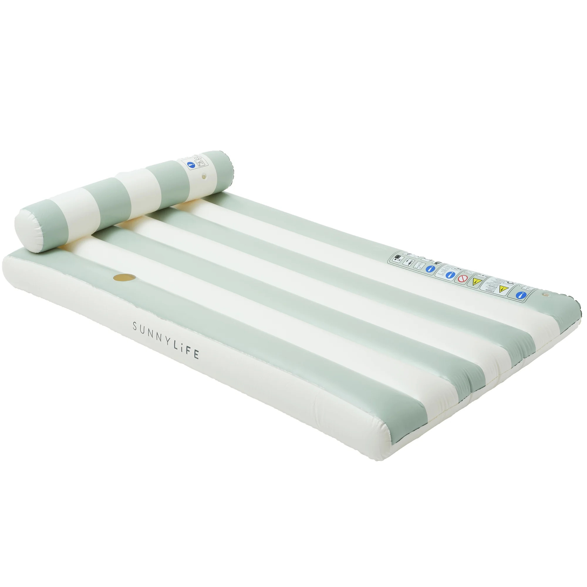 Sunnylife: Luxe Lilo - Green Stripe - 70 x 41" Inflatable Pool Float, Bolster Headrest, Lay-Flat ... | Walmart (US)