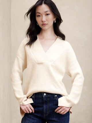 Wide Neck-Trim Pullover Sweater | Banana Republic Factory