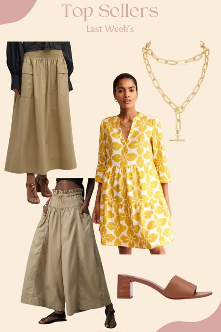 Last week’s top sellers! I don’t normally wear heels but these are so comfortable!!

Over 50 fashion inspo, over 40 outfit ideas, summer skirt, summer dress, gold chain necklace, tan brown leather heels.

#LTKshoecrush #LTKover40