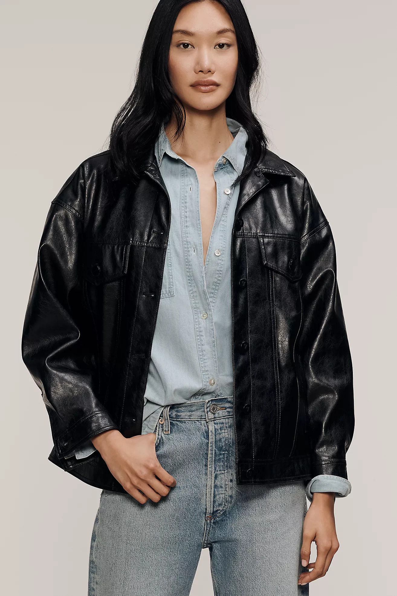 The Weston Boyfriend Jacket by Pilcro: Faux Leather Edition | Anthropologie (US)