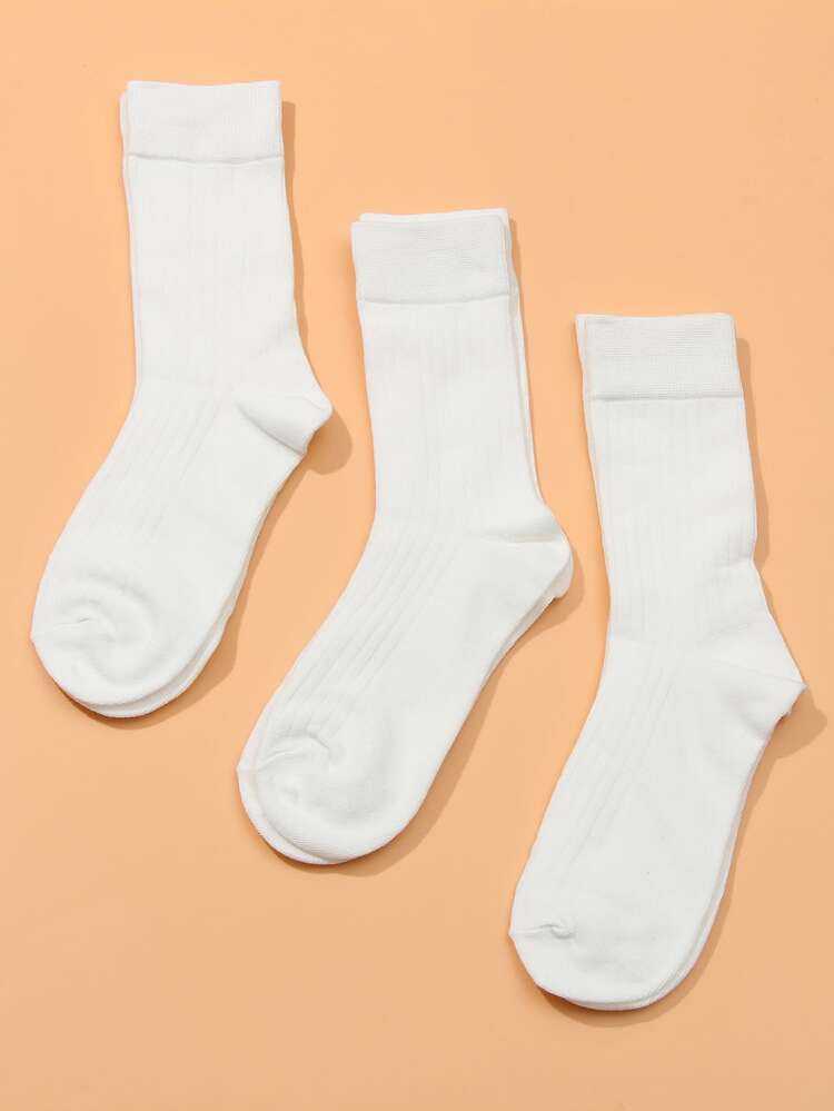 3pairs Solid Crew Socks | SHEIN
