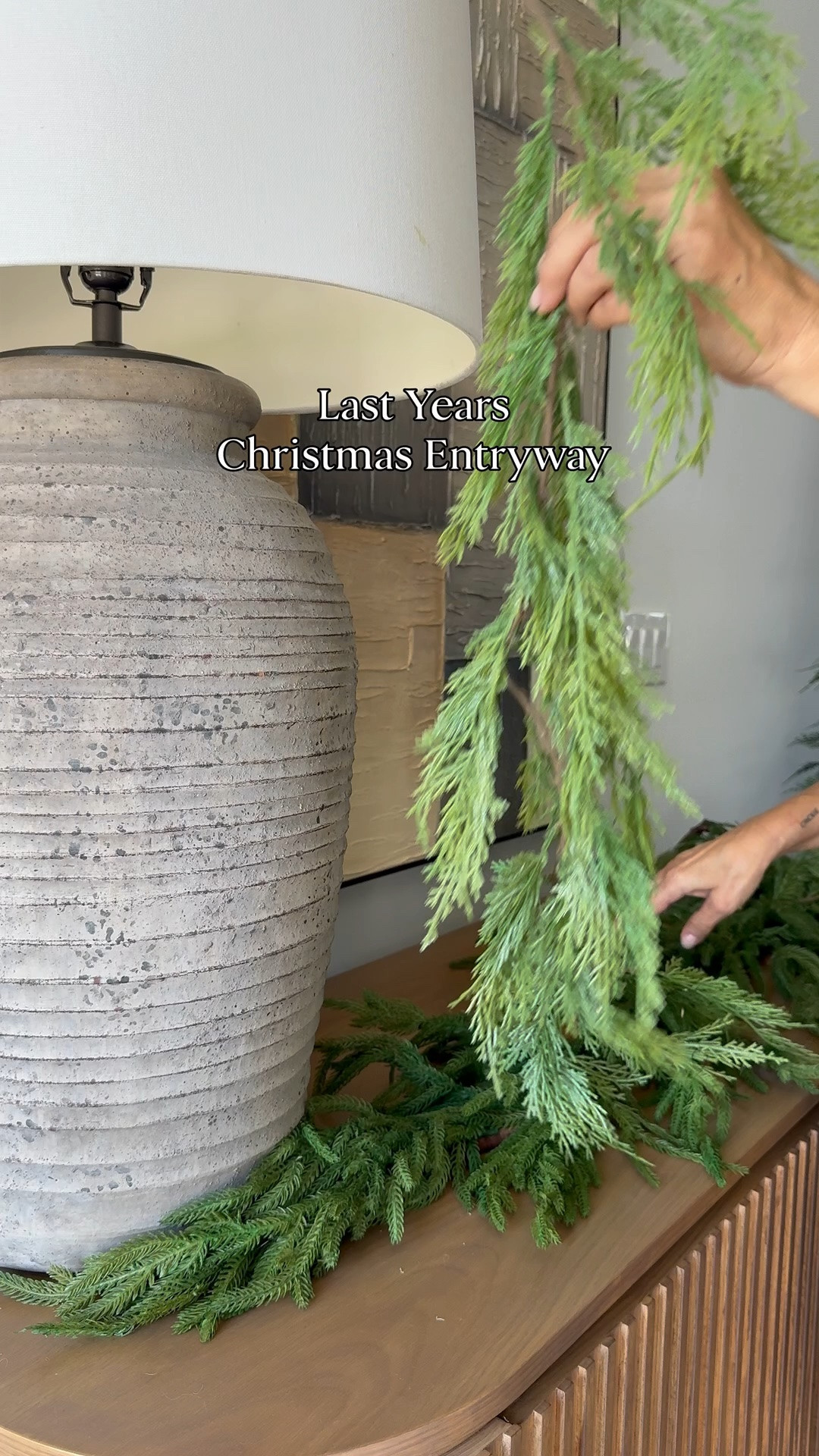 Christmas Entryway 
Garland, pottery barn deer and trees, Amazon Art, transitional home, modern decor, amazon find, amazon home, target home decor, mcgee and co, studio mcgee, amazon must have, pottery. barn, Walmart finds, affordable decor, home styling, budget friendly, accessories, neutral decor, home finds, buy new arrival, coming soon, sale alert, high end look for less, Amazon favorites, Target finds, cozy, modern, earthy, transitional, luxe, romantic, home decor, budget friendly decor, moody vibes #potterybarn #amazonhome