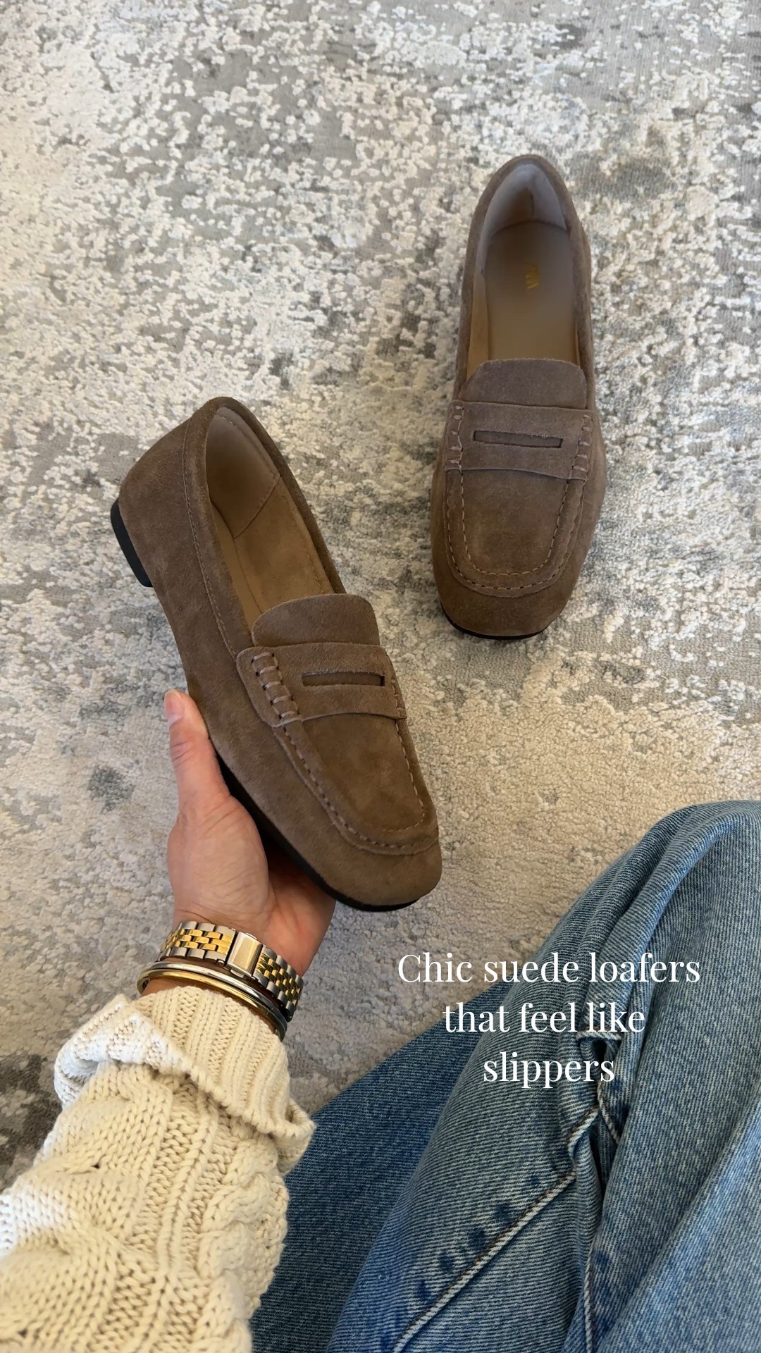 Cute and comfy loafers. Suede loafers. I like the shape and moccasin like feel. Flexible sole. The taupe color is a beautiful neutral. 
I ordered a 6.5, to wear with socks, but still too big for me. They sent a size 37, which I see is equivalent, but my normal Euro size is a 36, which is what I need on this style. So sizing wise, they run big. Go with your Euro size. 
Jeans are one of my all-time favorite straight leg styles in classic true denim material that gets better with time. Size up  

#LTKOver40 #LTKootd