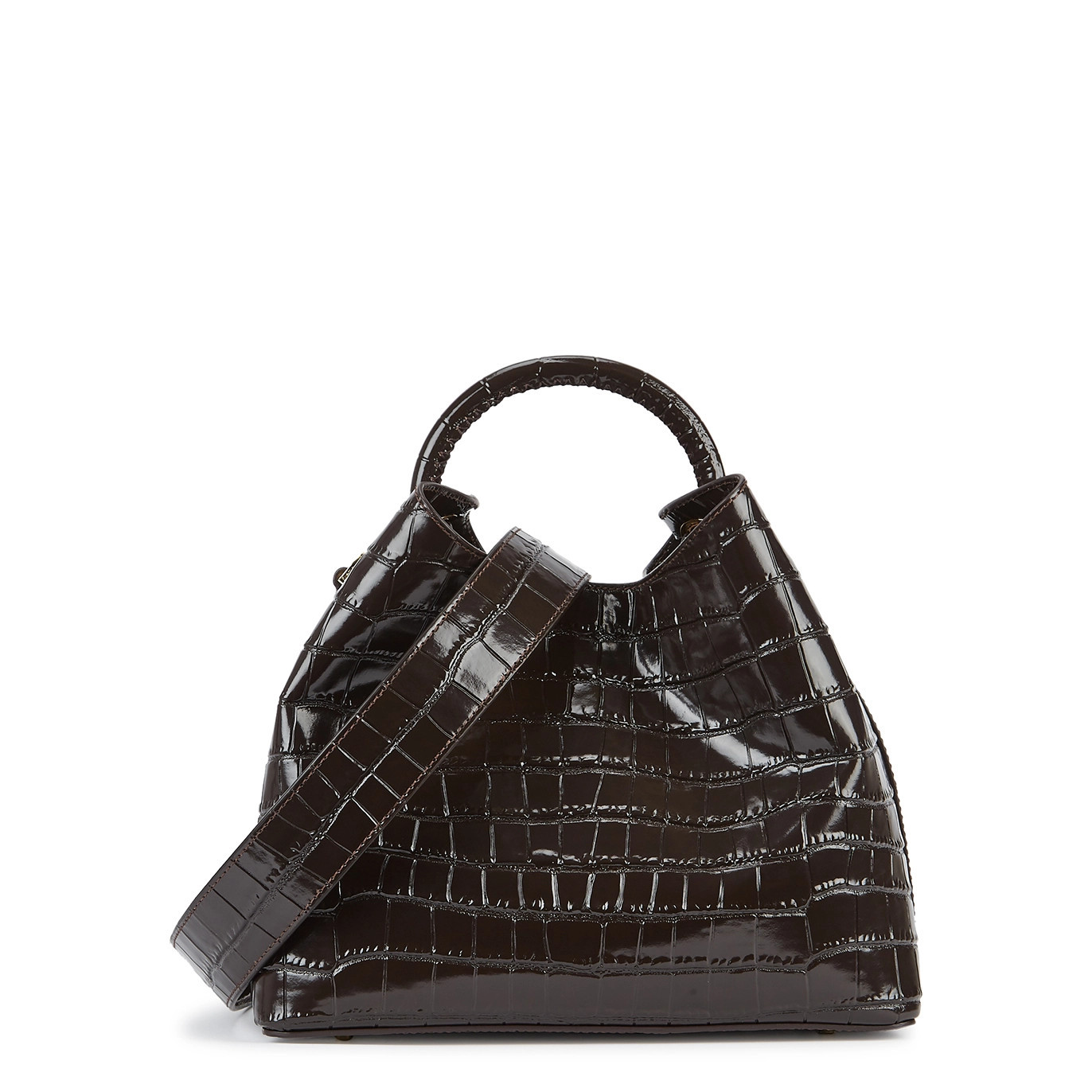 Elleme Raisin Brown Crocodile-effect Leather Top Handle Bag - Dark Brown | Harvey Nichols (Global)