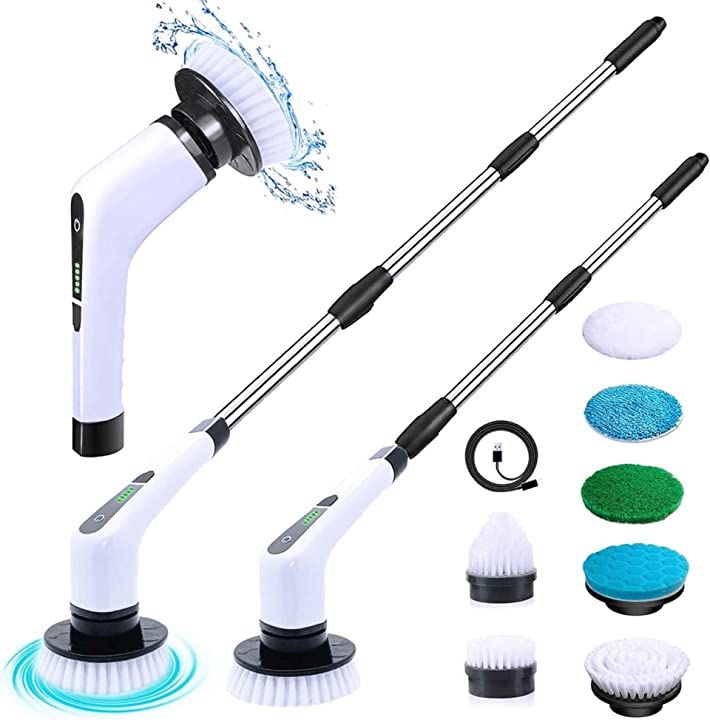Electric Spin Scrubber Rechargeable Cleaning Brush with 7 Replaceable Brush Heads, Cordless and Port | Amazon (US)