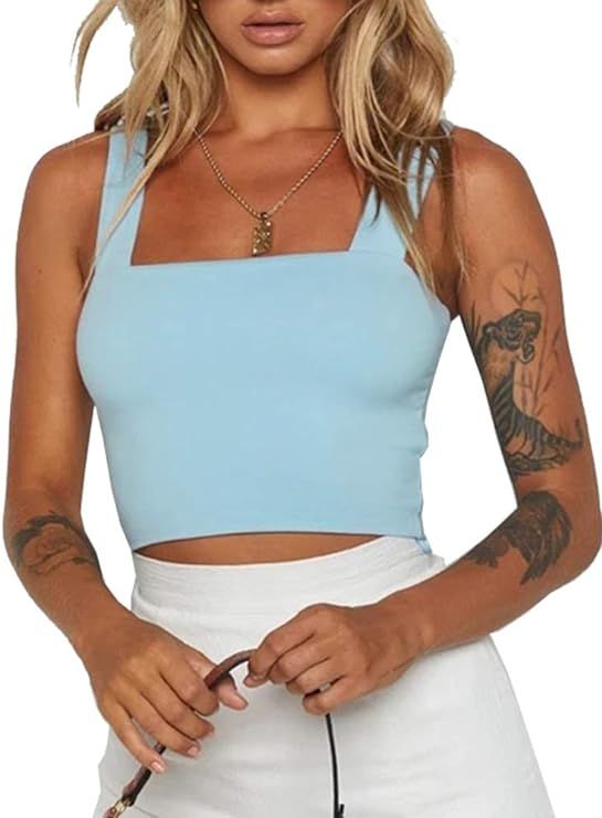 Abardsion Sexy Sleeveless Strappy Skinny Basic Crop Tank Tops for Women | Amazon (US)