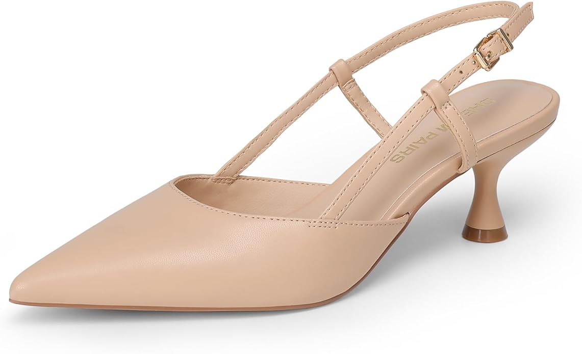 DREAM PAIRS Women's Slingback Kitten Heels Closed Pointed Toe Low Stiletto Heels Dress Bridal Par... | Amazon (US)