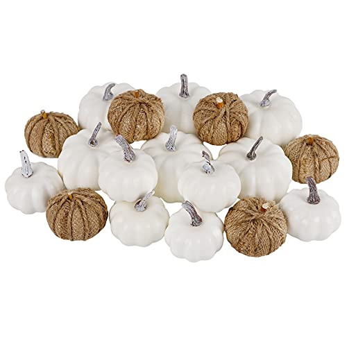 Bunny Chorus Artificial White Pumpkins and Burlap Pumpkins 12 Pcs in Different Sizes, for Fall Thank | Amazon (US)