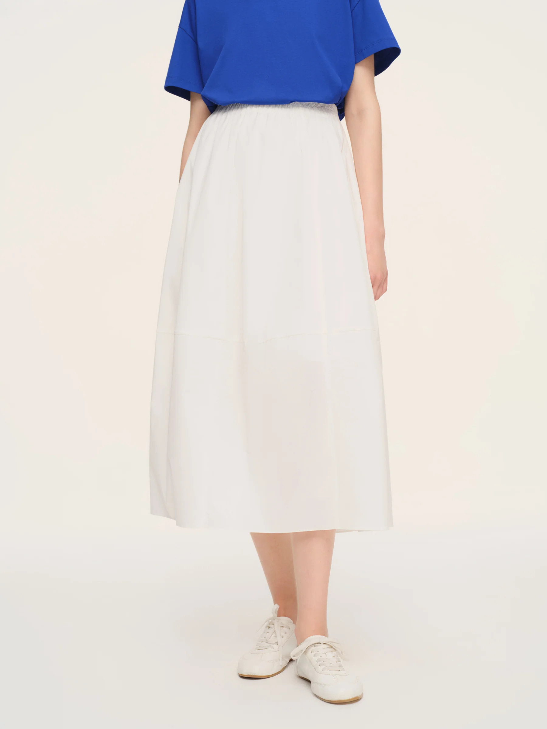 Cotton Blend Elastic Waist Women Skirt | GOELIA