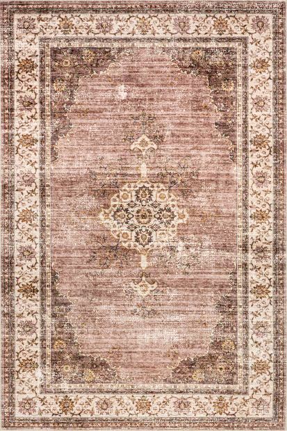 Blush Rosewood Vintage Washable 2' 6" x 8' Area Rug | Rugs USA