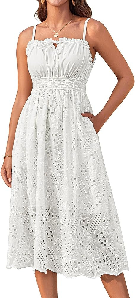 GRACE KARIN Women's 2024 Summer Sleeveless Eyelet Dress Casual Knot Front A Line Dresses Elegant ... | Amazon (US)
