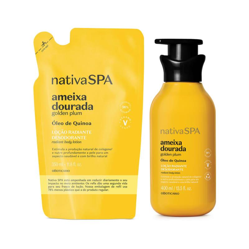 Combo Nativa Spa  Ameixa Dourada: Loção Radiante Corporal  400ml + Refil 350ml | oBoticario (BR)