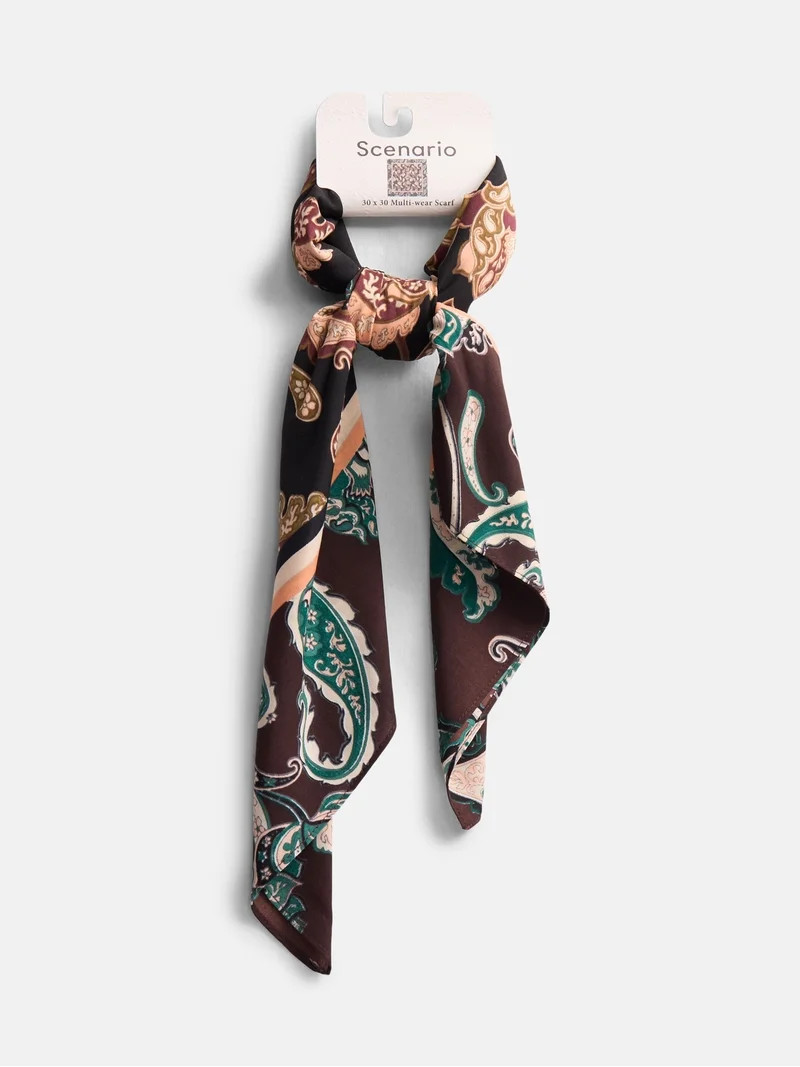 Scenario Women's Printed Square Scarf, Teal | Walmart (US)