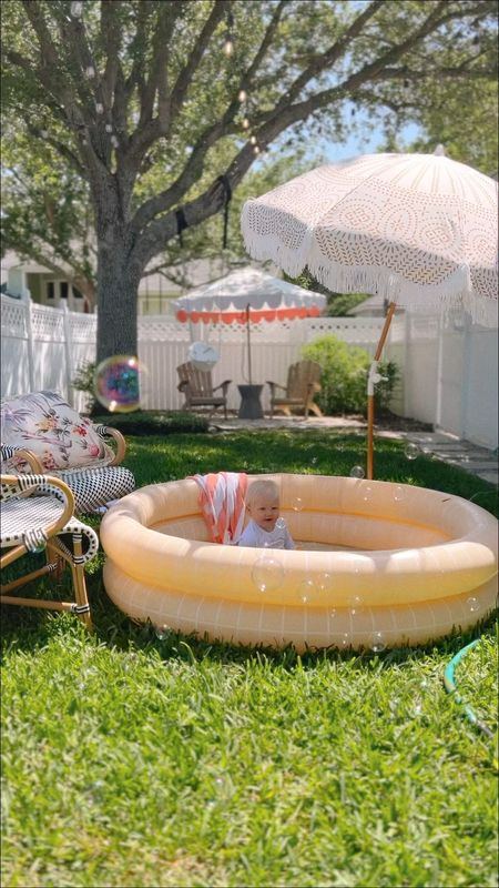 Backyard fun! Bubble machine, blow up pool, swing, umbrellas 

#LTKkids #LTKfamily #LTKhome