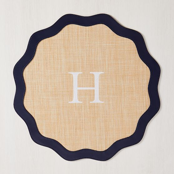 Raffia Wave Placemat, Single, Navy | Mark and Graham
