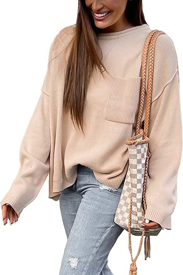 PRETTYGARDEN Women's Off Shoulder Sweater Loose Pullover Long Sleeve Oversize Sweaters for Winter | Amazon (US)