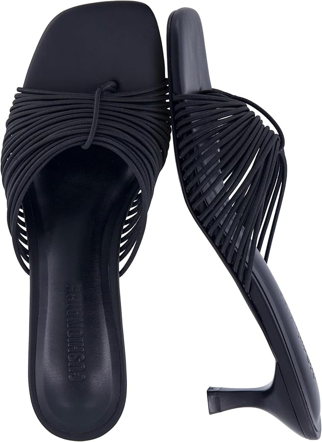 CUSHIONAIRE Quiz Kitten Heels for Women, Strappy Heeled Sandals with Cushioned Footbed, Slip On O... | Amazon (US)