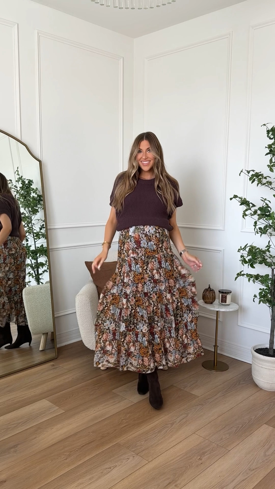 Family photos outfit inspo! I’m wearing a medium in the skirt and sweater