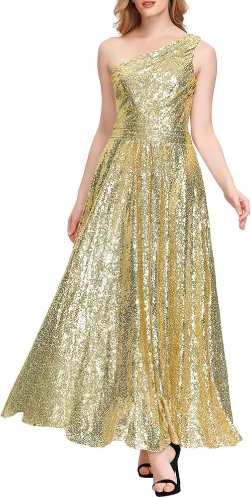 Kate Kasin Women Sequin Bridesmaid Dress Sleeveless Maxi Evening Prom Dresses | Amazon (US)