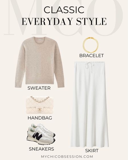 Nothing beats a classic off-duty model look. A cozy beige sweater that you want to curl up in, paired with a breezy white maxi skirt that makes you want to twirl around. Finish it off with some cute sneakers so you can traipse around town in comfort, a handbag to carry all your essentials, and a fun bracelet that jingles happily with your every step. It's the perfect casual-chic outfit for a relaxed day out with your girls. The soft neutrals and comfy pieces effortlessly exude an easy, carefree vibe. Throw your hair up in a messy bun, grab your fave sunnies, and you're good to go!

#LTKSeasonal #LTKstyletip #LTKSpringSale