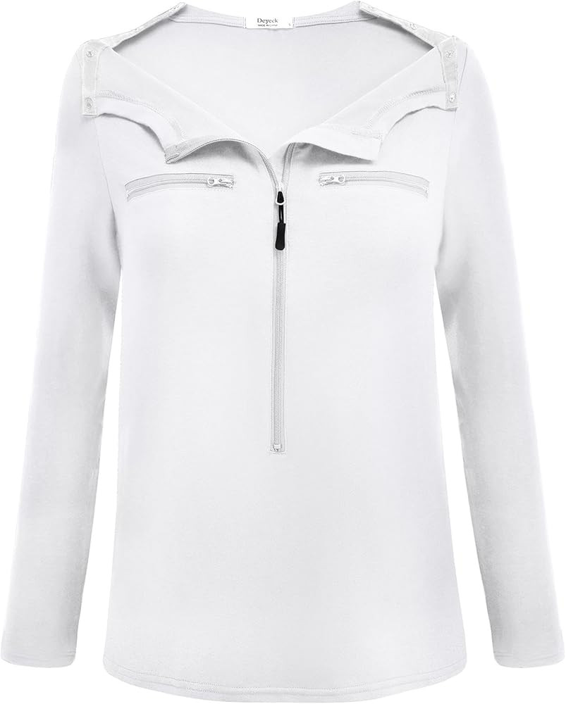 Deyeek Chemo Port Shirts for Women 2 Side Snaps Long Sleeve Shoulder Post Surgery Clothing Dialys... | Amazon (US)