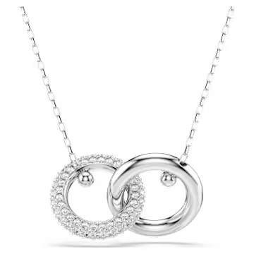 Dextera pendant, Interlocking loop, White, Rhodium plated by SWAROVSKI | SWAROVSKI
