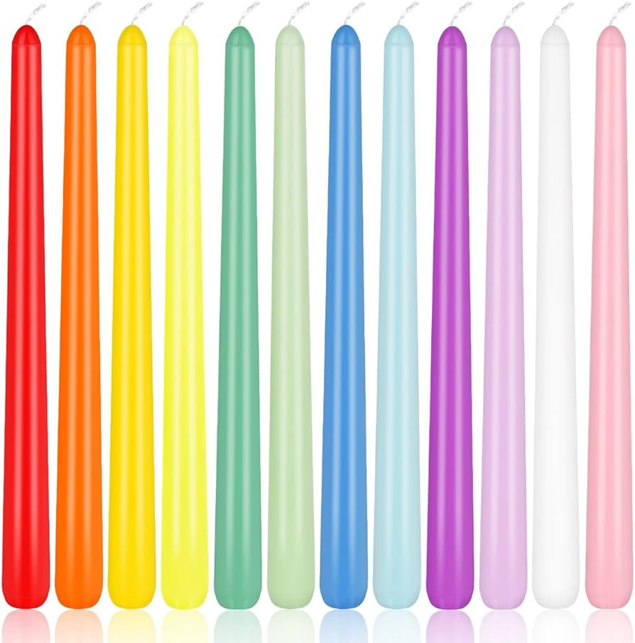 10 Inch Colored Taper Candles for Religious and Spiritual Settings, 12 Pack Unscented Candlestick... | Amazon (US)