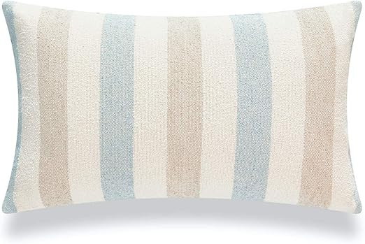 Hofdeco Beach Coastal Decorative Lumbar Pillow Cover ONLY for Couch, Sofa, or Bed, Light Blue Tan... | Amazon (US)