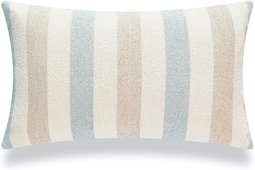 Hofdeco Beach Coastal Decorative Lumbar Pillow Cover ONLY for Couch, Sofa, or Bed, Light Blue Tan... | Amazon (US)