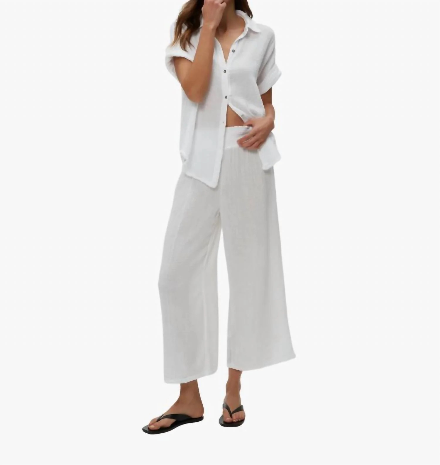 Medina Cropped Gauze Pants In White | Shop Simon