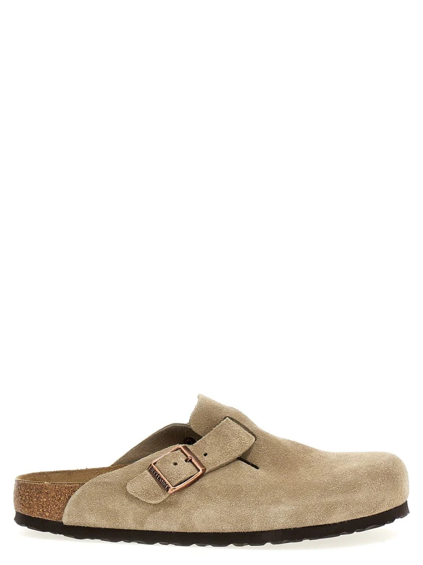 Brown Suede Clogs With Adjustable Strap | Shop Simon