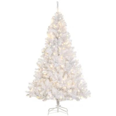 HOMCOM 6' Tall Prelit Christmas Tree Douglas Fir Artificial Christmas Tree With Realistic Branches, 250 Warm White LED Lights And 1000 Tips, White | Wayfair North America