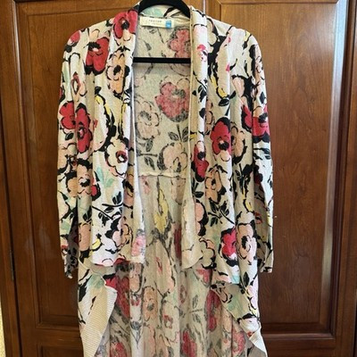 Sparrow Anthropologie Flora Exemplar Floral Print Linen Long Duster Cardigan | eBay US