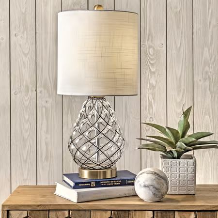 Black 21-inch Wire Framed Glass Urn Table Lamp | Rugs USA