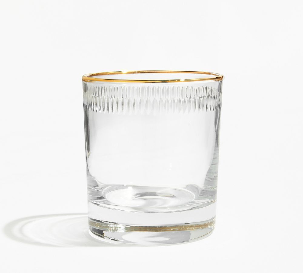 Etched Gold Rim Handcrafted Double Old Fashioned Glasses - Set of 4 | Pottery Barn (US)