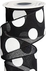 Ribbli Black and White Giant Polka Dot Wired Ribbon, 2-1/2 Inch x 10 Yard, Dots Burlap Ribbon for... | Amazon (US)