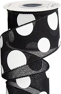 Ribbli Black and White Giant Polka Dot Wired Ribbon, 2-1/2 Inch x 10 Yard, Dots Burlap Ribbon for... | Amazon (US)